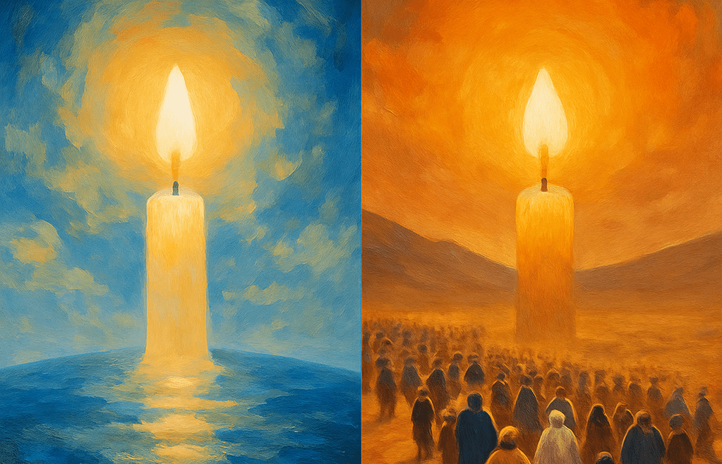 Abstract image of Shabbat symbolism showing creation and redemption themes from Ten Commandments